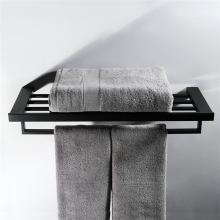 HIDEEP Stainless Steel Square Black Towel Rack