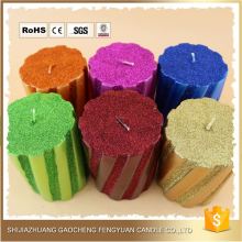 Customized Size best sell multi-colored gold star christmas pillar candles