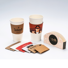 Custom Printed Logo Hot Iced Drink Kraft Paper Coffee Cup Sleeves