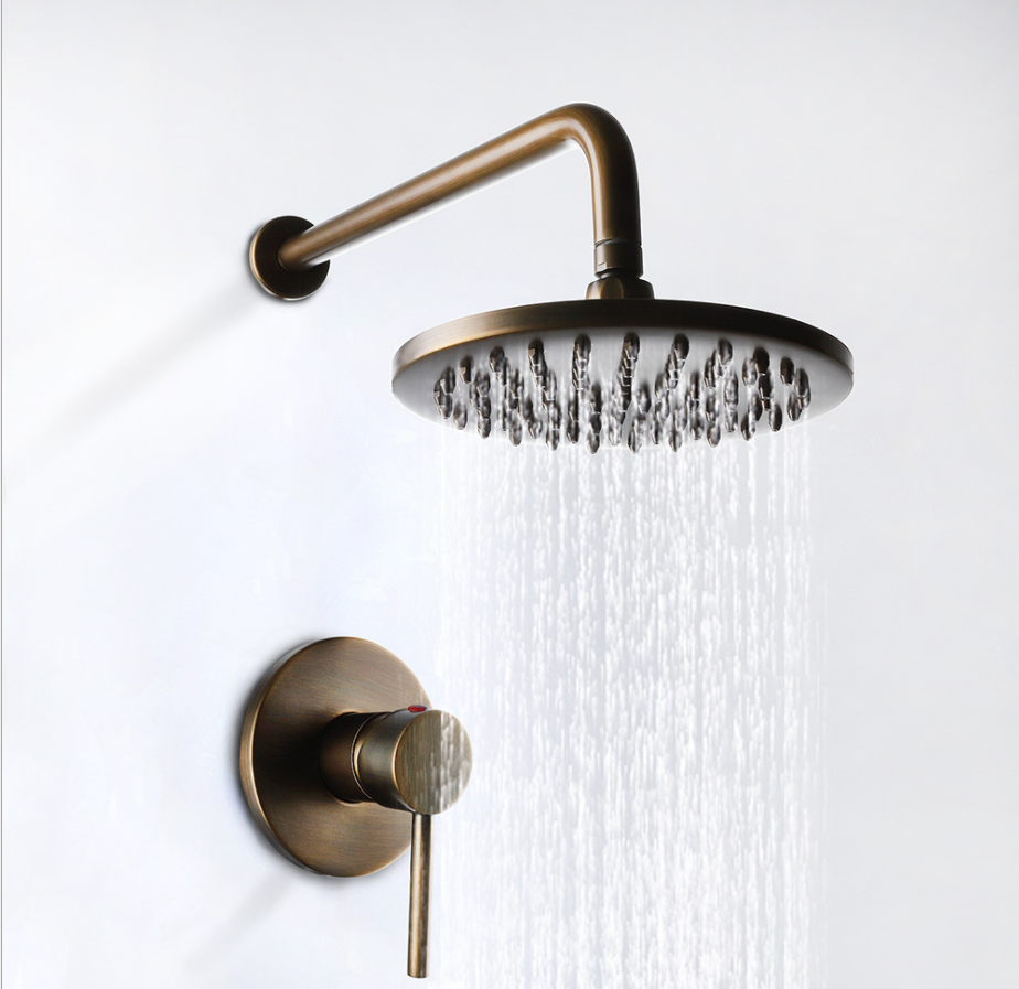 アンティーク真鍮スタイルの滝シャワーセットレインシャワー隠しミキサーバスルーム用