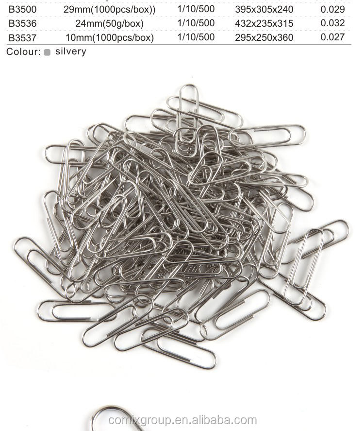 School stationery supplies flat metal paper clip