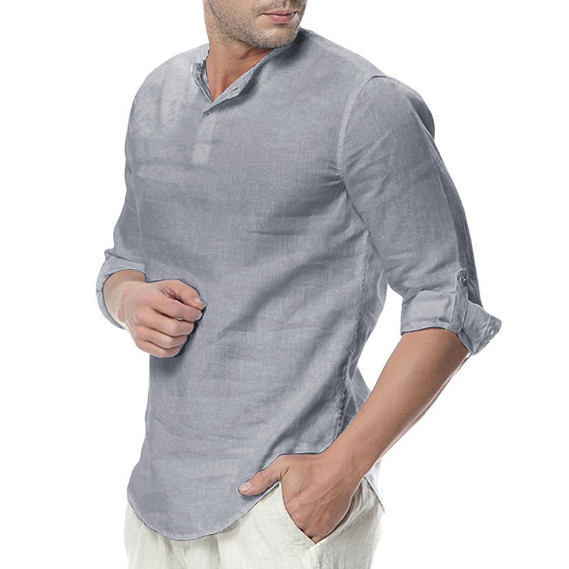 Men's simple fashion matching shirt with casual long sleeve shirt