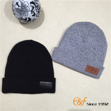 Plain Cotton Blank Double Layer Knitted Beanie