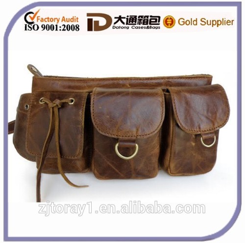 2015 Newest Top quality Genuine Leather Waist Bag Fanny Pack Purse With Multi Pockets