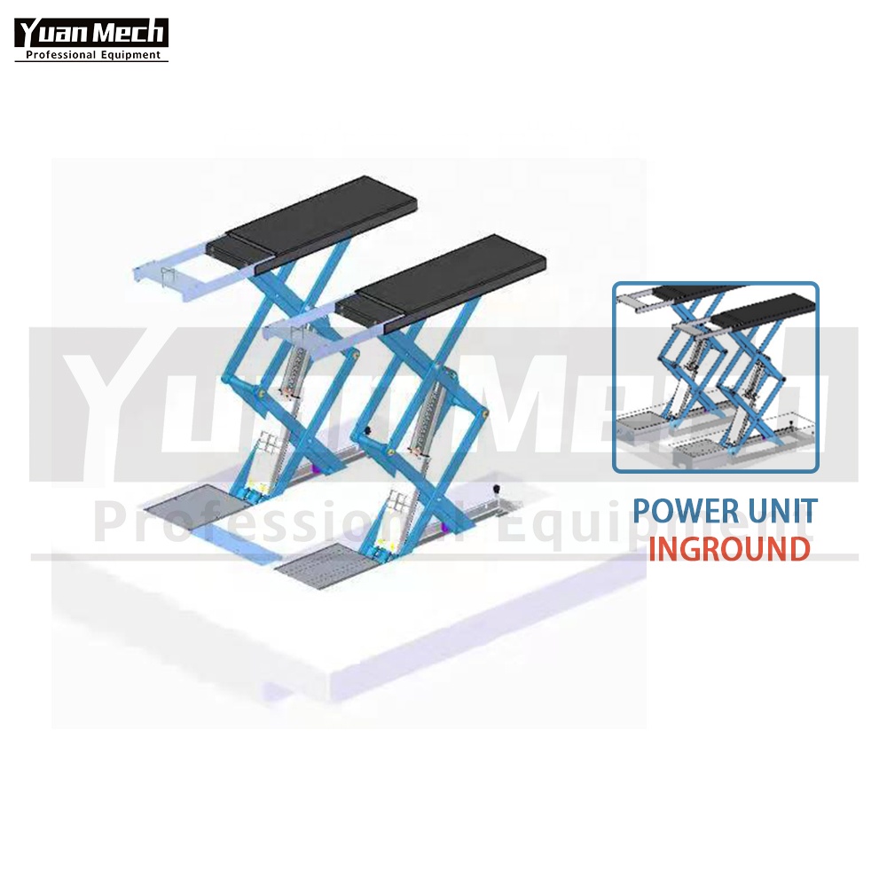 Double Scissor Lift High Profile with Unit Inground