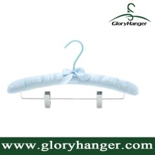 For Garment Display Satin Padded Hanger With Metal Clips