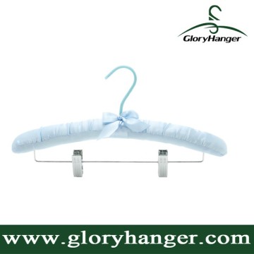 For Garment Display Satin Padded Hanger With Metal Clips