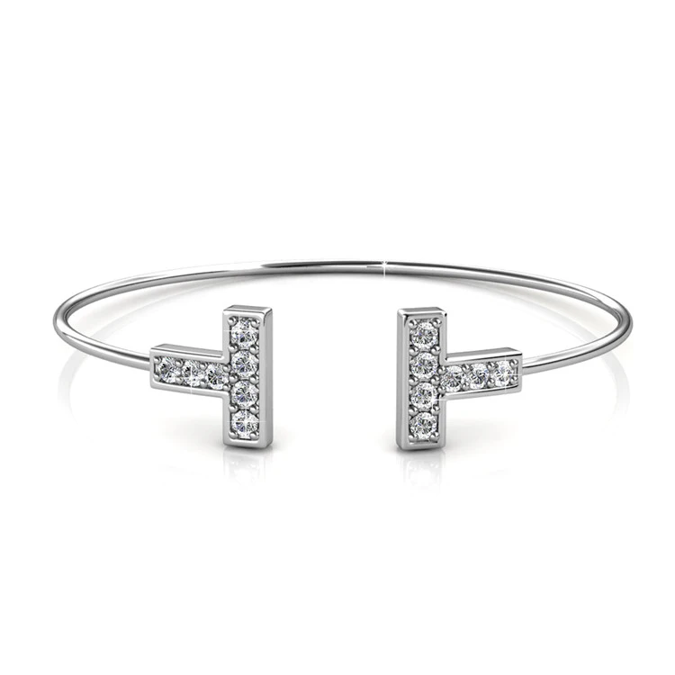 Classic Luxury Double T Narrow Wire Hermies Bangle Bracelet Fine Jewelry for Women