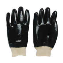 Черные ПВХ раскрытые перчатки для маслостойкой рабочей перчатки