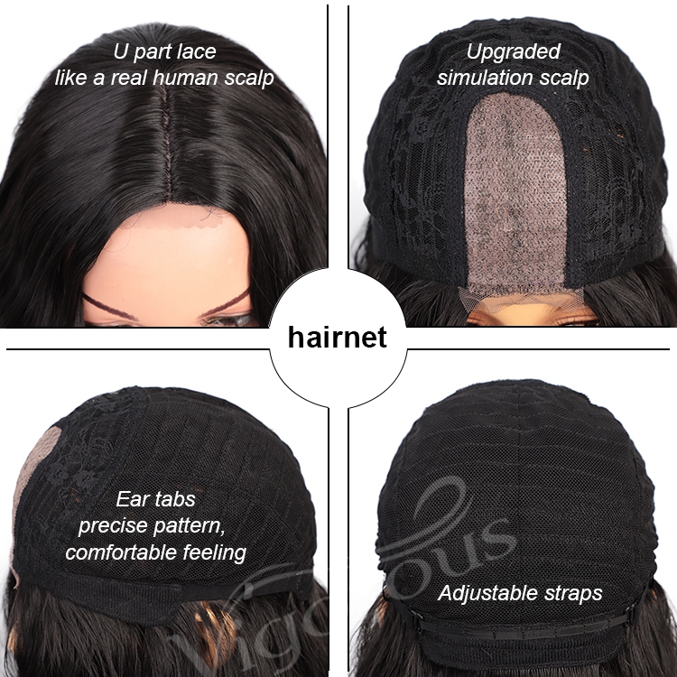 Wholesale U Part Water Wave Futura Curly Long For Black Women Synthetic Lace Wigs Heat Resistant Fiber