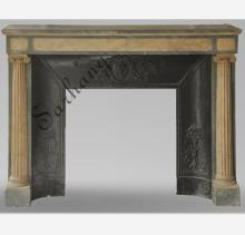 Solid stone American style hand carved fireplace with marble top