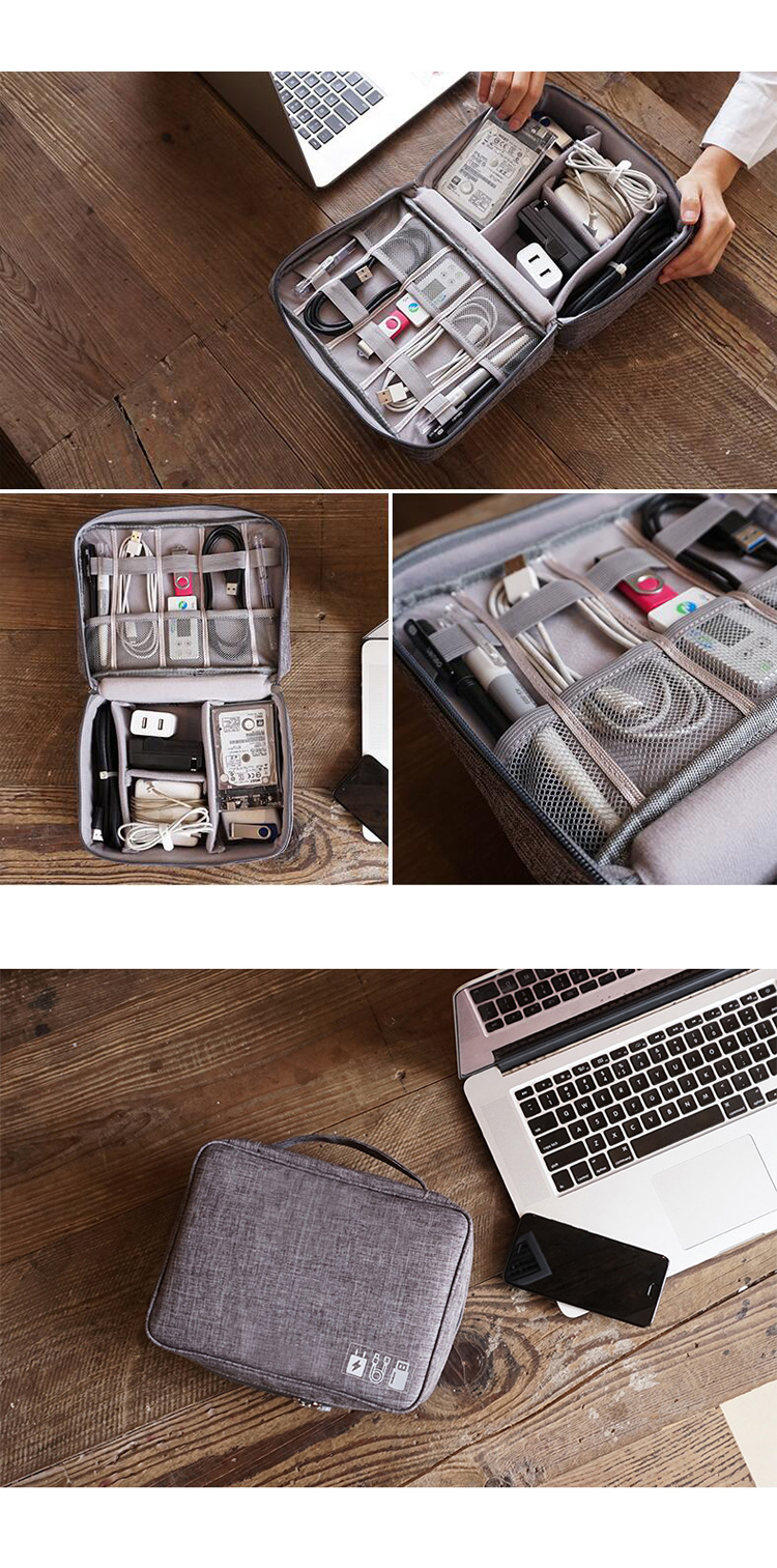 Double Layers Digital Storage Bags Waterproof Electronic Device Cabel Accessories Travel Bag Organize