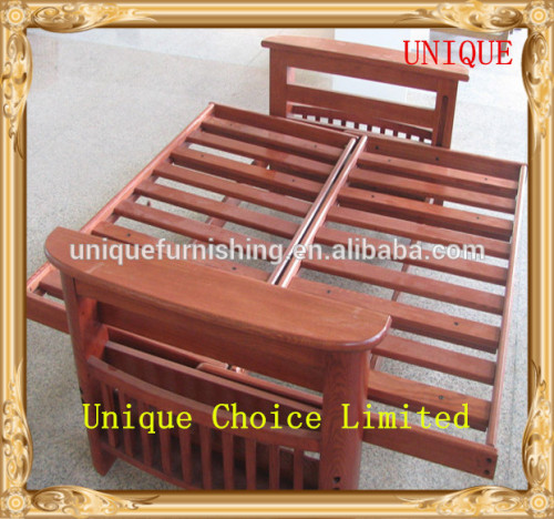 Wooden futon frame for solid wood folding sofa bed