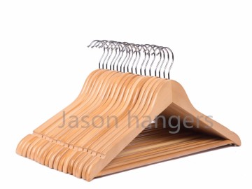 F6618N Wholesale Lotus wood natural color wood suit hanger