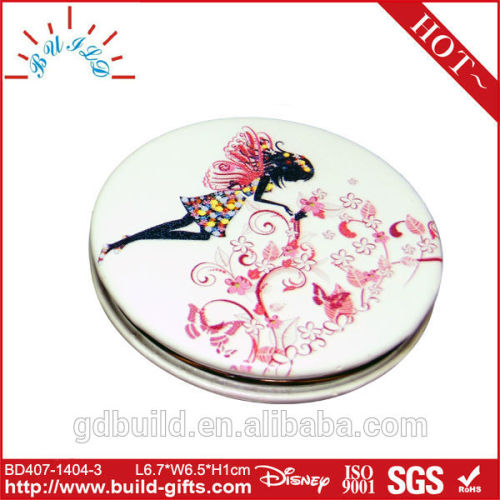 lovely metal double foldable pocket mirror roundness pocket mirror/pocket double sided mirror