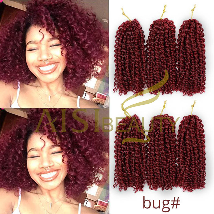 Aisi Beauty Wholesale 8 Inch High Quality Marly Bob Heat Resistant Fiber Kinky Curly Synthetic Crochet Braiding Hair Extensions