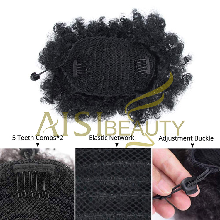 Aisi Beauty Multi Color Top Quality Wholesale Cheap Afro Puff Chignon Hairpiece Extension Messy Donut Fluffy Curly Afro Hair Bun