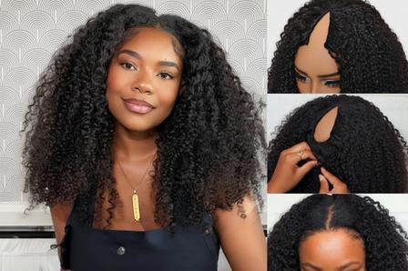 Kinky Curly V Part Human Hair Wig