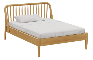 Single bed with vertical bars made of plain wood