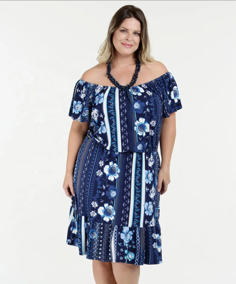 Kvinnor Casual Off Shoulder Sleeve Plus Size Klänning