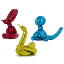 Large polished metal stainless steel Jeff Koons balloon sculpture