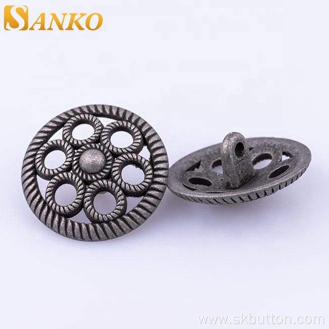 Customize hollow flower shape design antique shank buttons