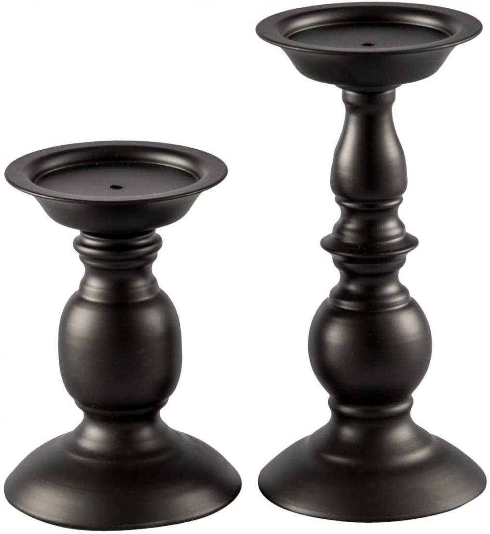 Pemegang Lilin Pilar Black Metal Set 2