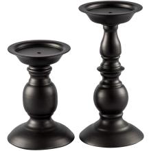 Black Metal Pillar Candle Holders Set of 2