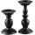 Black Metal Pillar Candle Holders Set of 2