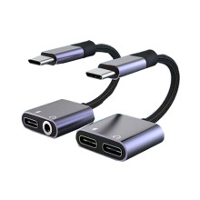 2-in-1 Type-C Headphone Adapter for Mobile Phone Audio Converter