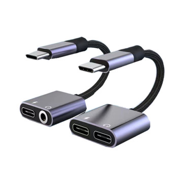 2-in-1 Type-C Headphone Adapter for Mobile Phone Audio Converter