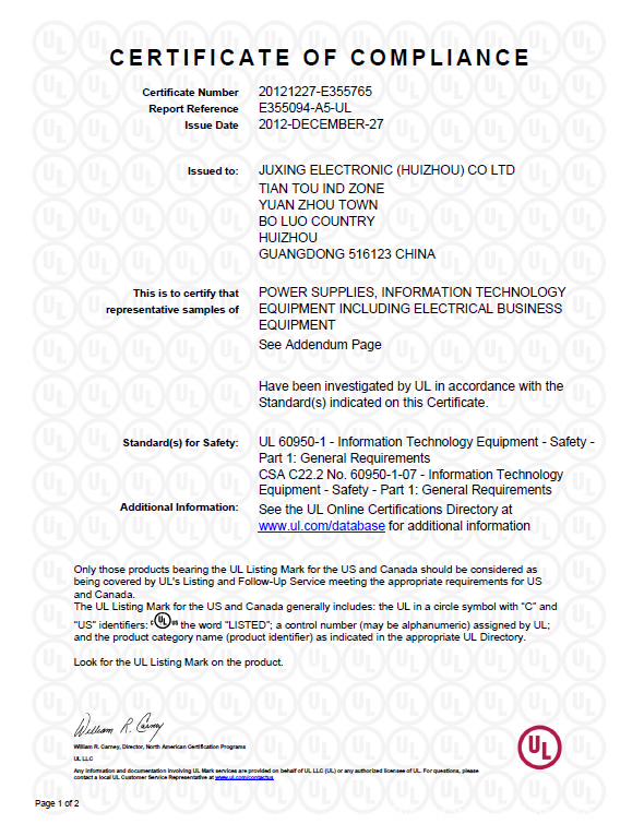 UL certificate