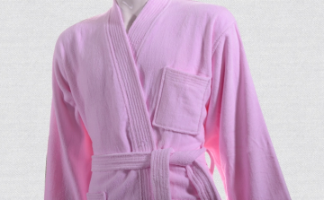 Fancy Bathorbe Pink Robe 100% Cotton Velour Fabric Hotel Bathrobe