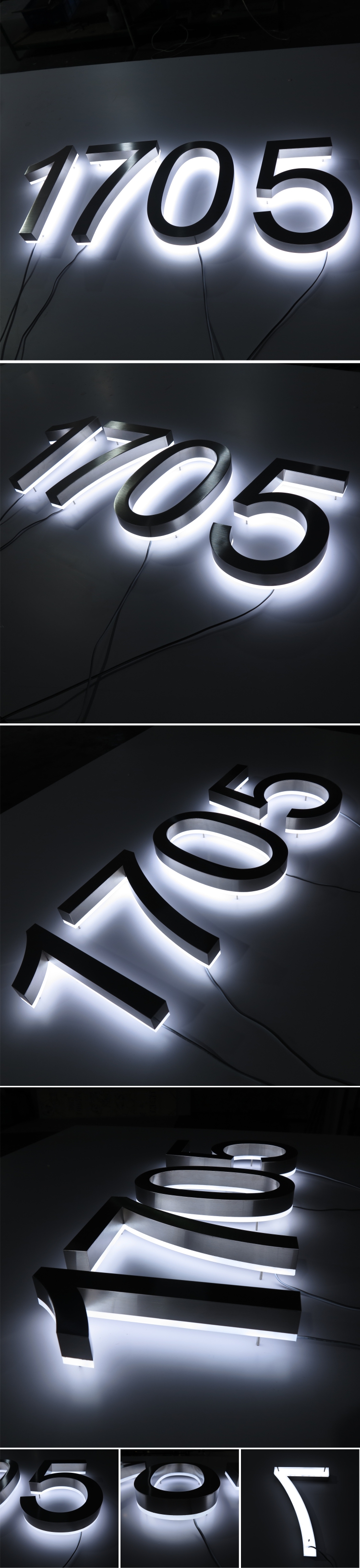 Custom Design Led Electronic Backlit Illuminated Modern Metal House Numbers Sign