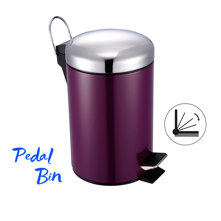 purple roll up steel dustbin