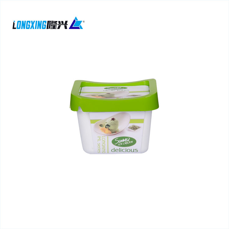 200ml IML square IML ice cream cup with spoon