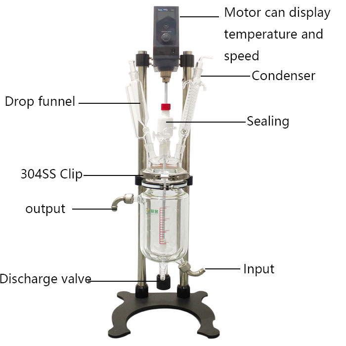 New Industrial 2L Jacketed Glass Reactor Chemical Lab Equipment