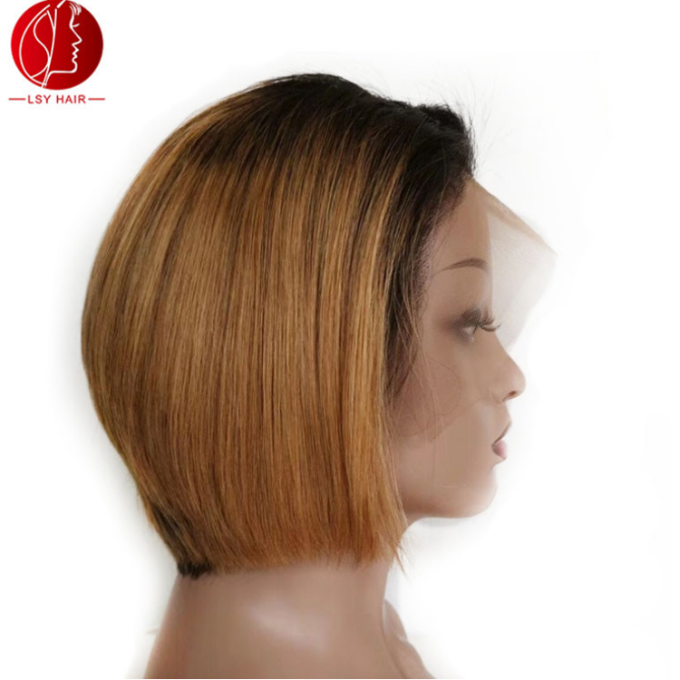Sexy Lady Full Lace Short Style Ombre Color Human Hair Wigs,Customized  Pre-Plucked Hairline Peruvian Human Hair Wigs