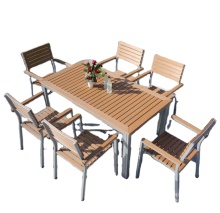 Plastic Wood Outdoor Dining Table Sets for Garden Furniture