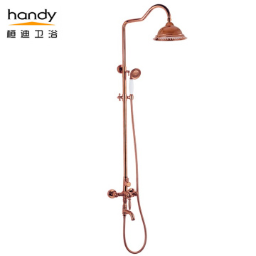 Rose Gold Antique Brass Bathroom Faucet Shower Set