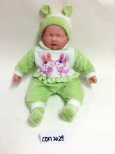 18" Green Clothes  Baby Vinyl Doll