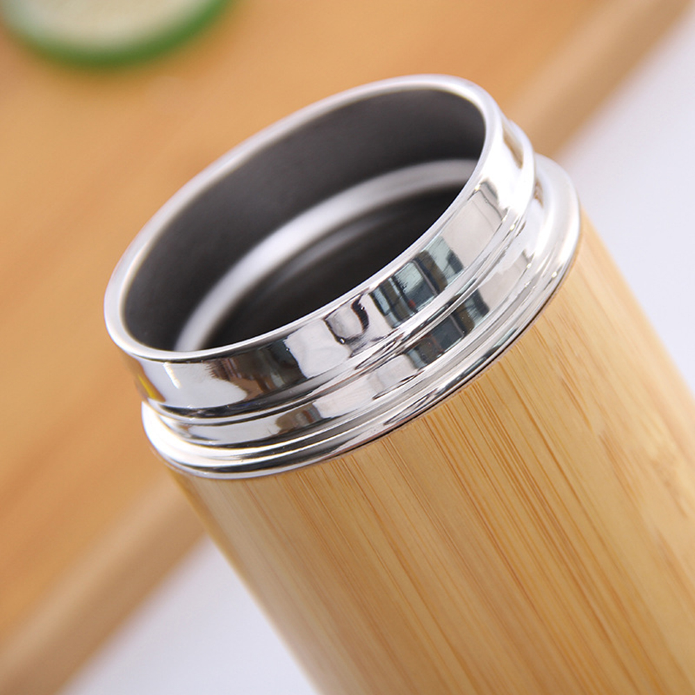 Personalized Double Wall Nature Bamboo Stainless Steel infuser Vacuum Bottle