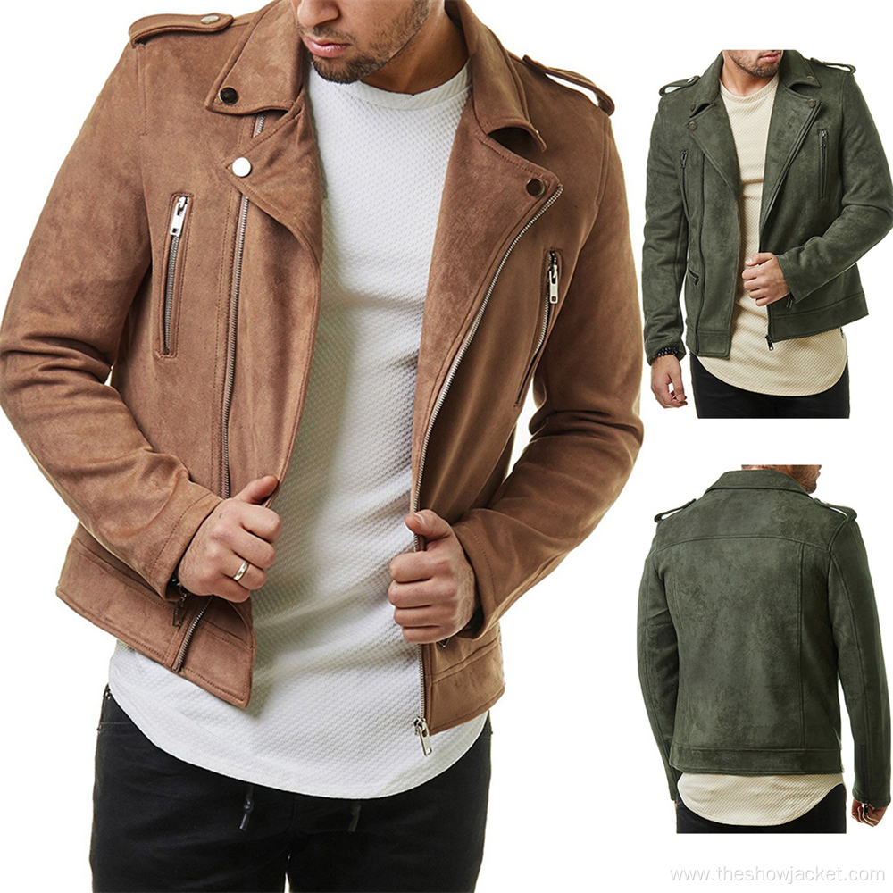 Custom Mens Short Leather Jacket Men Suede Jackets