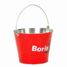 Ice Bucket, Beer Container with CMYK Offset Printing, Made of Tinplate Material