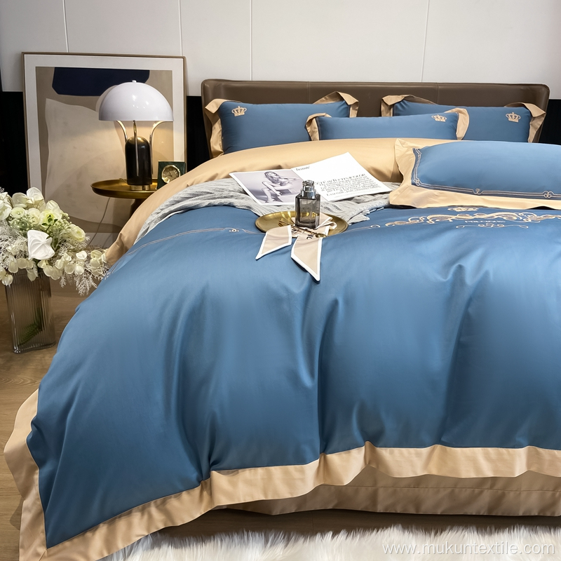 Luxury bedsheet bedding set 100 cotton hotel embroidered