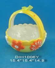 Hand-Painted Ceramic Egg Basket for Easter Decoration