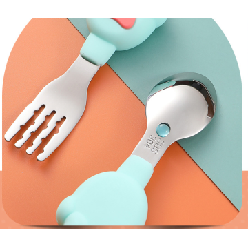 Silicone Baby Fork Spoon Conjunto con estuche de transporte