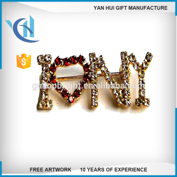 no enamel colors embossed die struck lapel pin with crystals