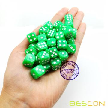 Bescon 12mm 6 caras Dice 36 en Brick Box, 12mm Six Sided Die (36) Bloque de dados, hierba de mármol