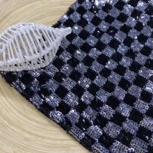 Neoteric Black Silver Sequin Checkerboard Embroidery Fabric